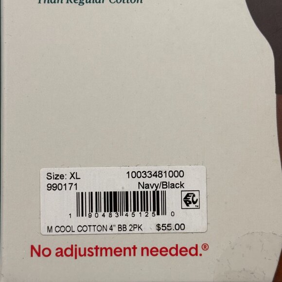 Tommy John Cool Cotton 4" Boxer Briefs 2 Pack Mens XL Navy Black 39-42 New $55 - Picture 5 of 9